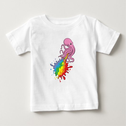 T-shirt Pour Bébé Octopus avec arc-en-ciel (Devant)