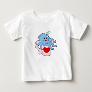 T-shirt Pour Bébé Octopus avec Coeur Cup.PNG