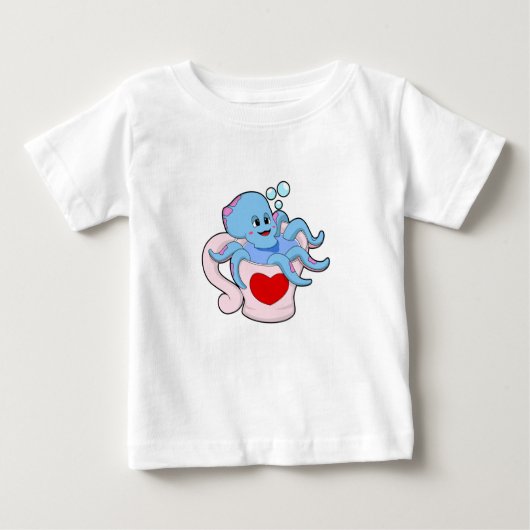 T-shirt Pour Bébé Octopus avec Coeur Cup.PNG (Devant)