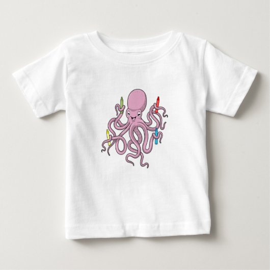 T-shirt Pour Bébé Octopus avec Crayon (Devant)