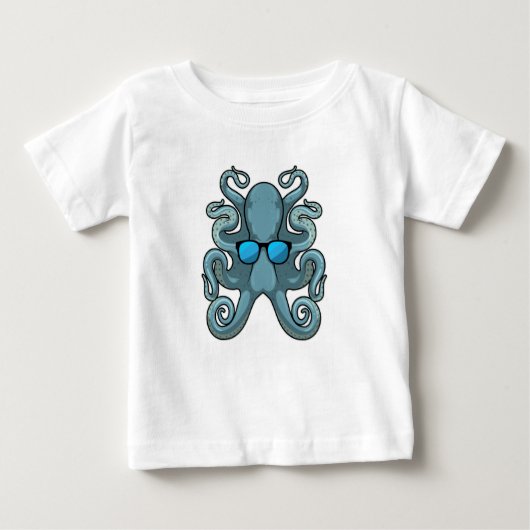 T-shirt Pour Bébé Octopus avec lunettes de soleil (Devant)