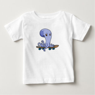T-shirt Pour Bébé Octopus comme patineur avec skateboard