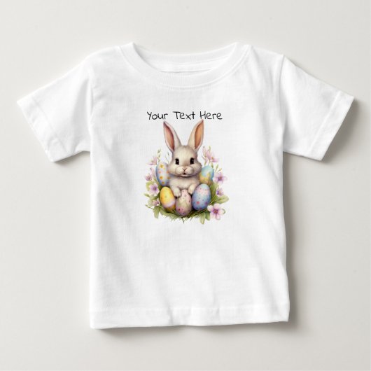 T-shirt Pour Bébé Oeufs de Pâques et lapin de Pâques (Devant)