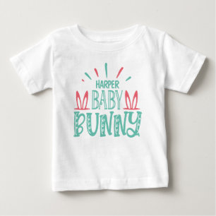 T-shirt Pour Bébé Œufs de Pâques Papillon Lapin Bébé NOM Personnalis