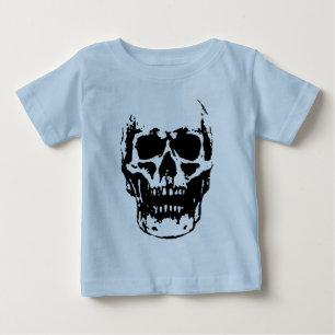 T-shirt Pour Bébé Œuvre d'art crâne noir et blanc Pop