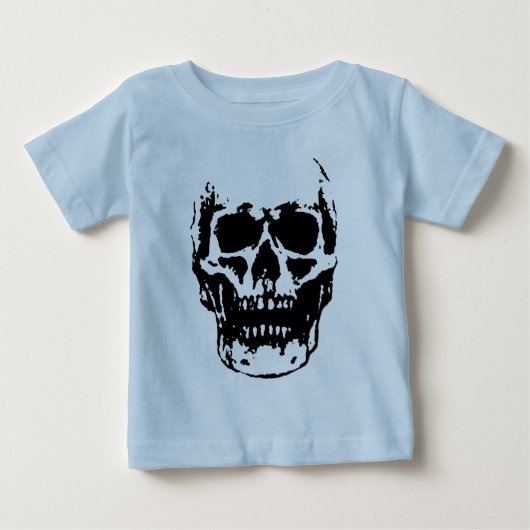 T-shirt Pour Bébé Œuvre d'art crâne noir et blanc Pop (Devant)