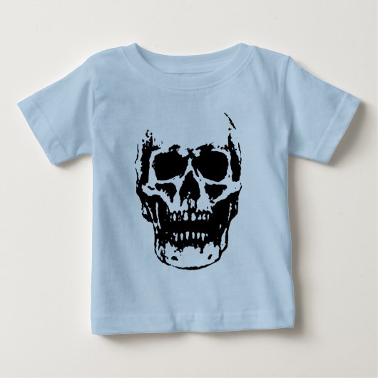 T-shirt Pour Bébé Œuvre d'art pop crâne noir et blanc (Devant)