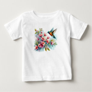 T-shirt Pour Bébé OEuvre florale/printanière de colibri