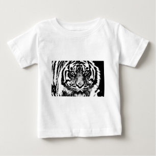 T-shirt Pour Bébé OEuvre oculaire noir blanc Sumatra Bornéo Tiger