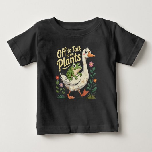 T-shirt Pour Bébé Off to Talk to My Plants – Cute Frog & Goose Baby (Devant)
