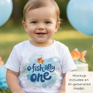 T-shirt Pour Bébé Officiellement un garçon pêcheur 1er anniversaire