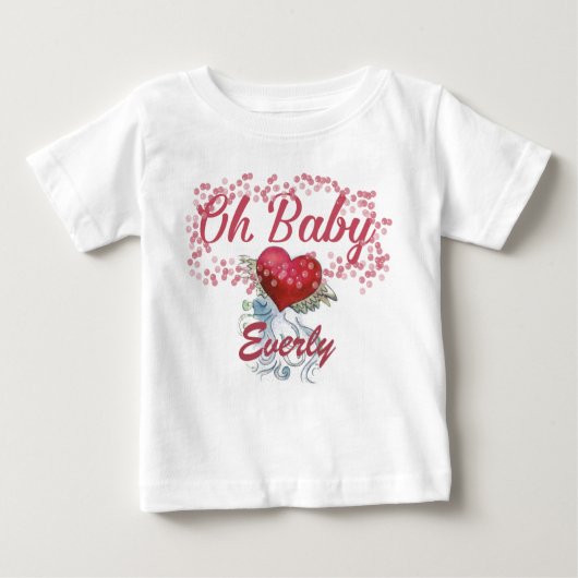 T-shirt Pour Bébé Oh Baby personnalisé coeurs ailés girly bulles (Devant)