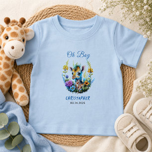T-shirt Pour Bébé Oh Boy! Bébé Girafe Fête de Naissance