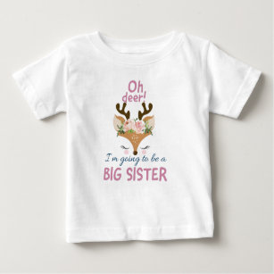 T-shirt Pour Bébé Oh Deer Je Vais Être Une Grande Soeur, Grossesse