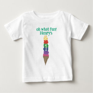T-shirt Pour Bébé Oh quel plaisir ! Glace d'anniversaire personnalis