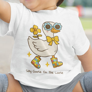 T-shirt Pour Bébé Oie Silencieuse Sur Le Texte Personnalisé Perdu