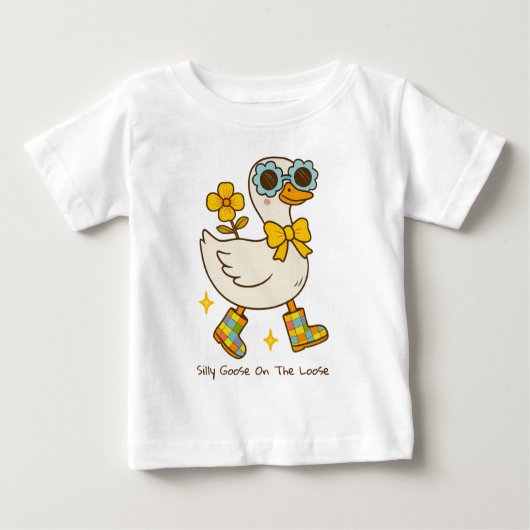 T-shirt Pour Bébé Oie Silencieuse Sur Le Texte Personnalisé Perdu (Devant)
