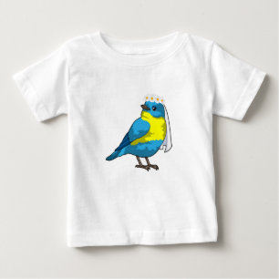 T-shirt Pour Bébé Oiseau comme mariée avec couronne de fleurs