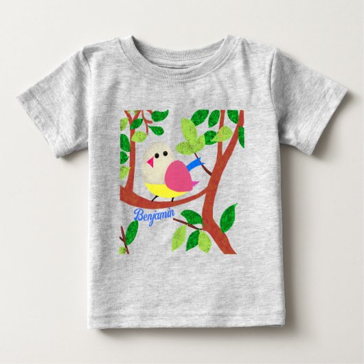 T-shirt Pour Bébé Oiseau dans un arbre (Devant)