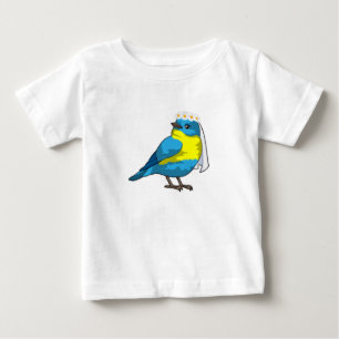 T-shirt Pour Bébé Oiseau en mariée avec couronne de fleurs