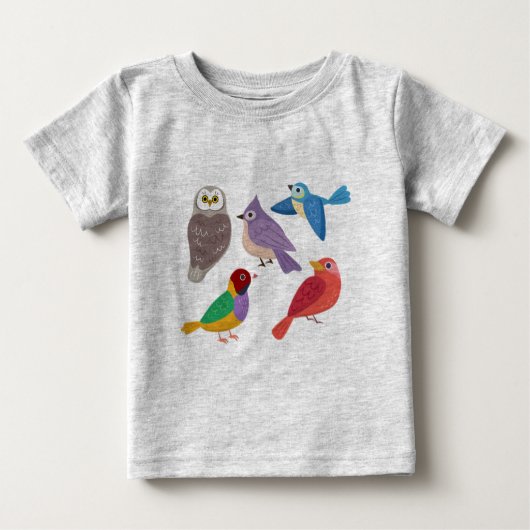 T-shirt Pour Bébé Oiseaux colorés (Devant)
