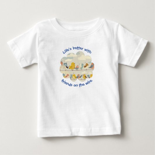 T-shirt Pour Bébé Oiseaux sur un fil (Devant)