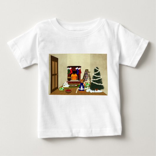 T-shirt Pour Bébé Oliver Décore pour Noël (Devant)