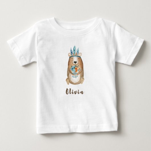 T-shirt Pour Bébé Olivia Boho Bear (Devant)