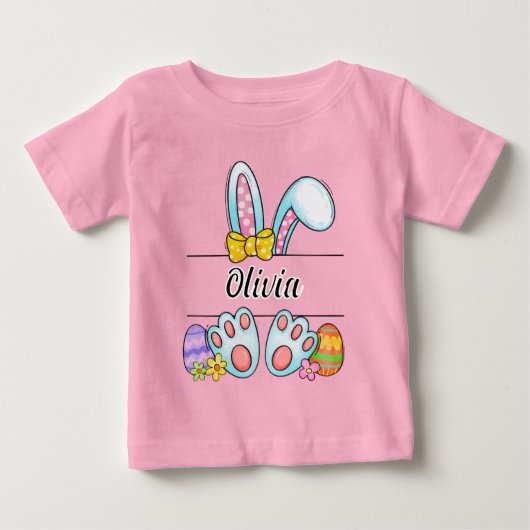 T-shirt Pour Bébé Olivia Lapin de Pâques (Devant)