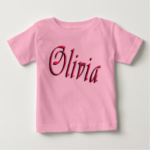T-shirt Pour Bébé Olivia, logo rose Cursive Name, T-shirt bébé