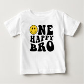 T-shirt Pour Bébé One Happy Bro Smile Boy 1er Birthday Matching (Devant)