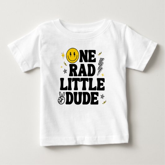 T-shirt Pour Bébé One Rad Little Dude Boy's Retro 1er anniversaire (Devant)