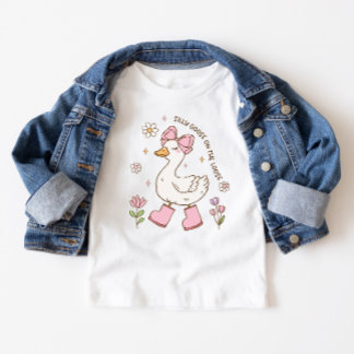 T-shirt Pour Bébé One Silly Goose Pink Girl 1st Birthday