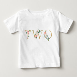 T-shirt Pour Bébé Or vieux de deux ans et floral brun alphabétique