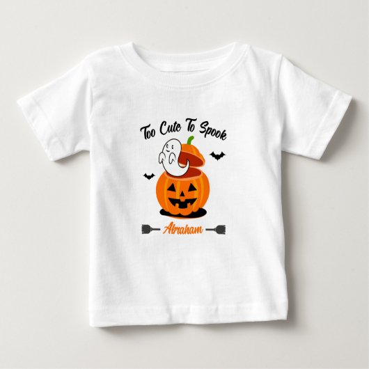 T-shirt Pour Bébé Orange Black Funny Halloween Citrouille Ghost Baby (Devant)