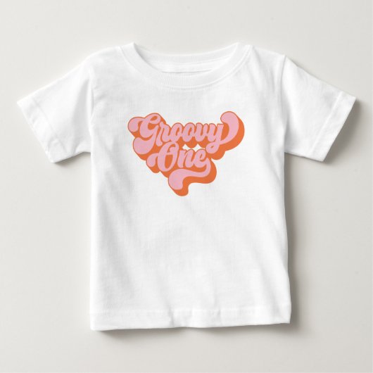 T-shirt Pour Bébé Orange rétro et rose Super (Devant)