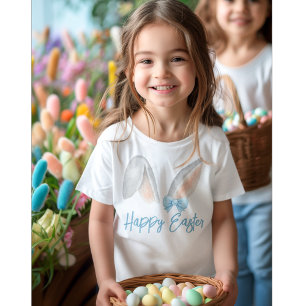 T-shirt Pour Bébé Oreilles de Lapin de Pâques à l'aquarelle avec noe