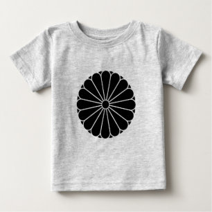 T-shirt Pour Bébé Oriental Noir Kiku Chrysanthemum Mon Kamon Art