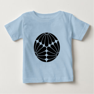 T-shirt Pour Bébé Oriental Noir Kiku Chrysanthemum Mon Vector Art