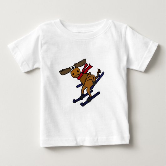 T-shirt Pour Bébé Orignaux drôles de ski (Devant)
