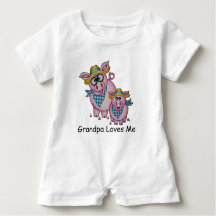OSo mignon "Grand-père m'aime" Piggy Baby Romper