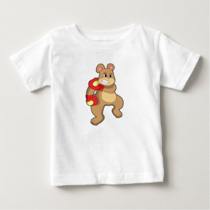 T-shirt Pour Bébé Ours à la boxe avec des gants de boxe