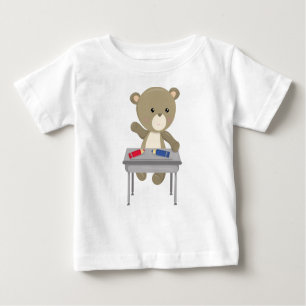 T-shirt Pour Bébé Ours Aller À L'École, Ours Brown, Ours Sympa, Bure