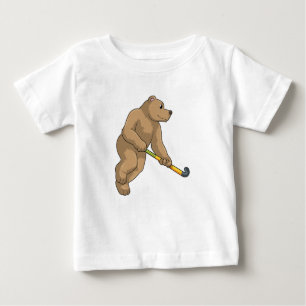 T-shirt Pour Bébé Ours au hockey avec chauve-souris de hockey