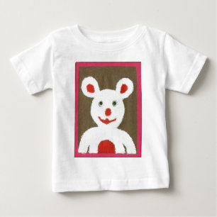 T-shirt Pour Bébé Ours blanc avec nez rouge, bouche et oreilles (Pèr