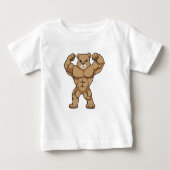 T-shirt Pour Bébé Ours comme Bodybuilder avec de grands Muscles (Devant)