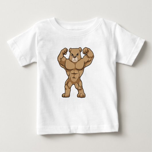 T-shirt Pour Bébé Ours comme Bodybuilder avec de grands Muscles (Devant)