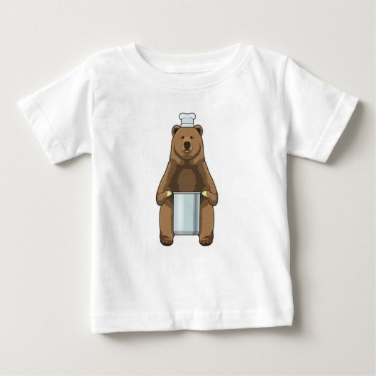 T-shirt Pour Bébé Ours comme cuire avec pot de Cuisine (Devant)