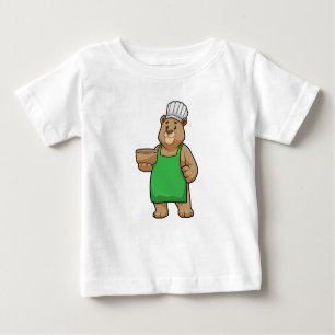 T-shirt Pour Bébé Ours comme cuire avec tablier de Cuisine et Bowl