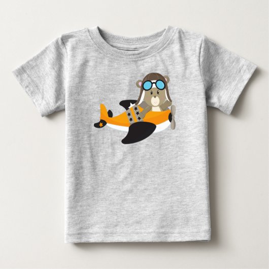 T-shirt Pour Bébé Ours d'avion, Ours de pilote, Ours mignon, Avion (Devant)